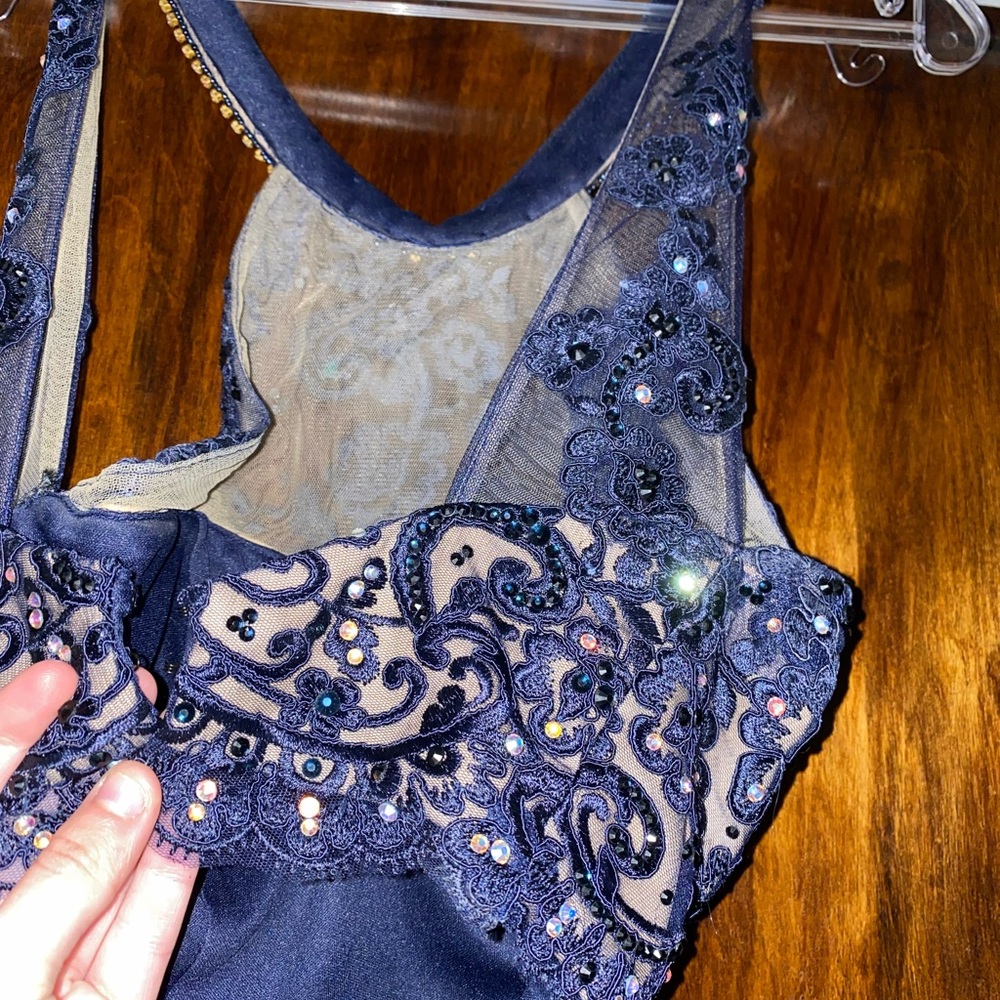 Alyce Paris two piece navy blue prom dress - Picture 2 of 12